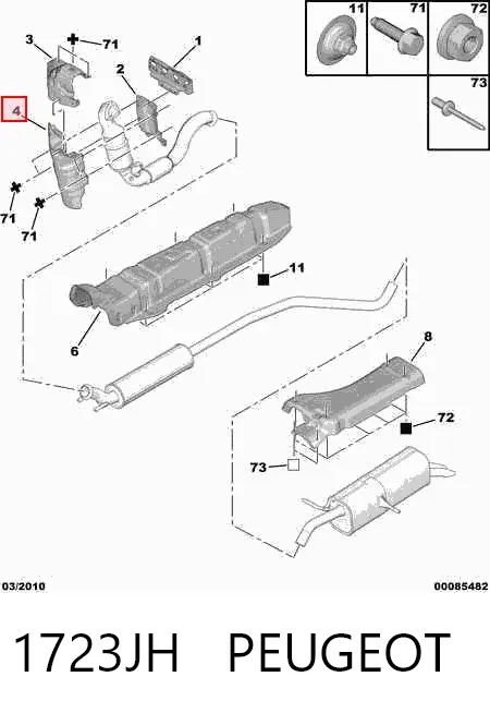 Защита (тепловой экран) выпускного коллектора 1723JH Peugeot/Citroen