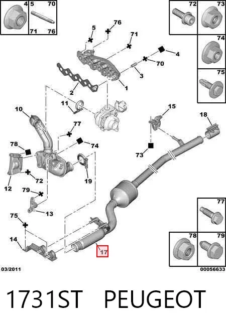 Передняя часть глушителя 1731ST Peugeot/Citroen
