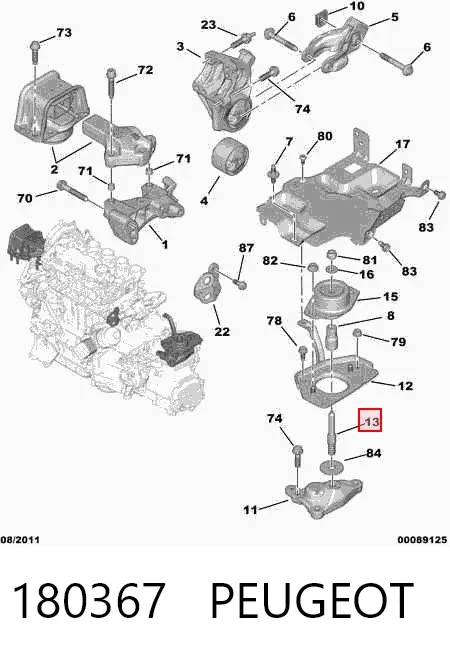 Болт кронштейна подушки двигателя 180367 Peugeot/Citroen