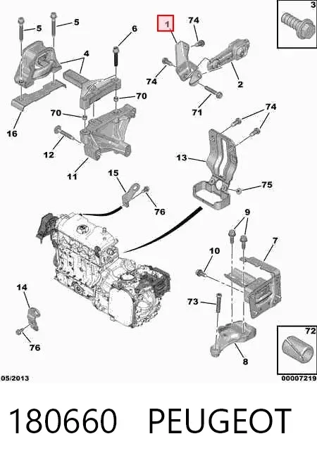 Кронштейн подушки (опоры) двигателя задней 180660 Peugeot/Citroen