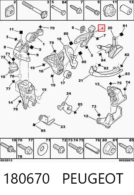 Кронштейн подушки (опоры) двигателя правой 180670 Peugeot/Citroen