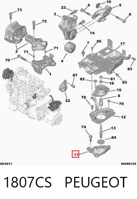 Кронштейн подушки КПП 1807CS Peugeot/Citroen