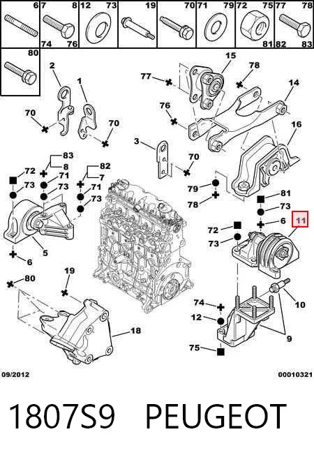Левая подушка двигателя 1807S9 Peugeot/Citroen