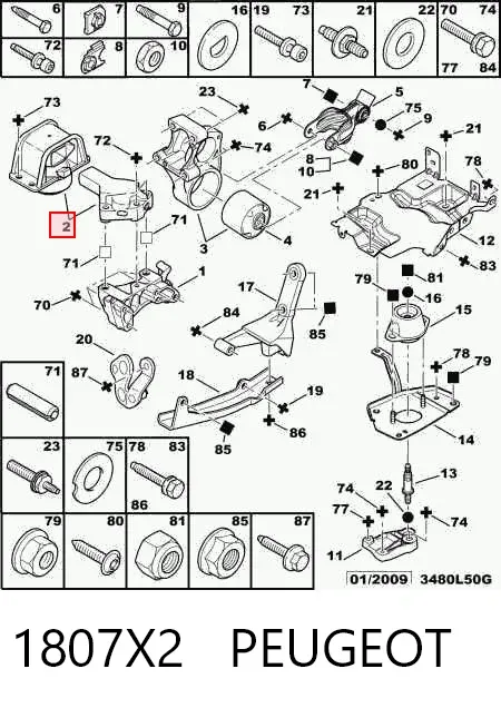 Правая подушка двигателя 1807X2 Peugeot/Citroen