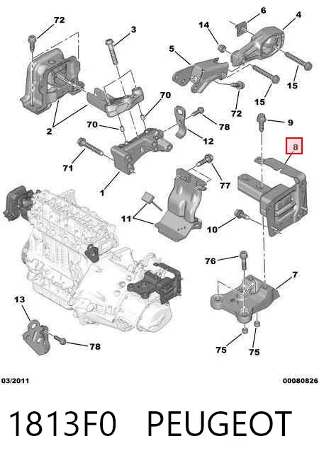 Левая подушка двигателя 1813F0 Peugeot/Citroen