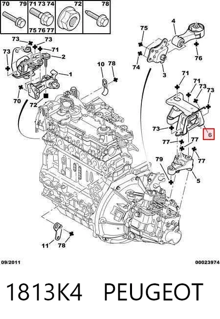 Левая подушка двигателя 1813K4 Peugeot/Citroen