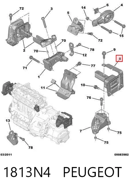 Левая подушка двигателя 1813N4 Peugeot/Citroen