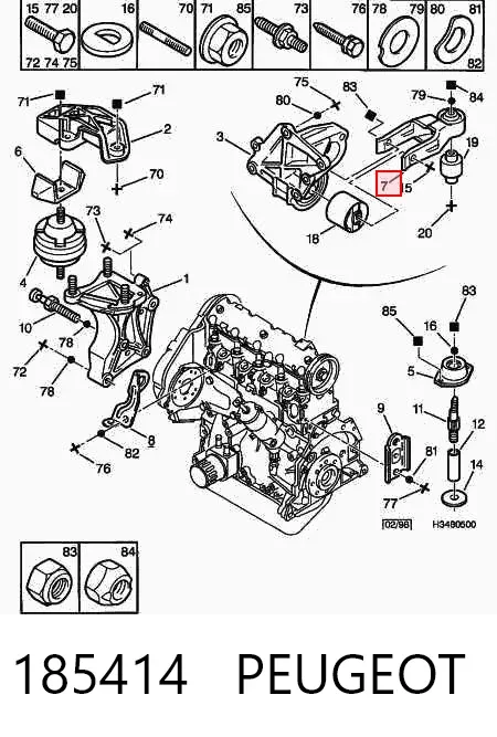 Кронштейн подушки (опоры) двигателя задней 185414 Peugeot/Citroen
