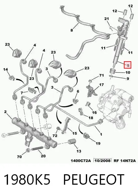 Топливные форсунки 1980K5 Peugeot/Citroen