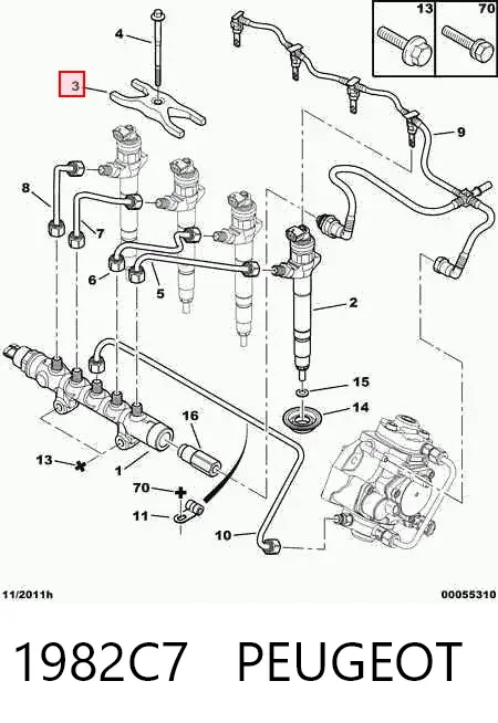Кронштейн крепления форсунки 1982C7 Peugeot/Citroen