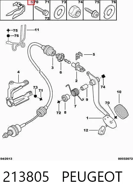 Клипса педали троса сцепления 213805 Peugeot/Citroen