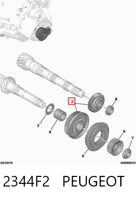 Шестерня 5-й передачи ведомая 2344F2 Peugeot/Citroen