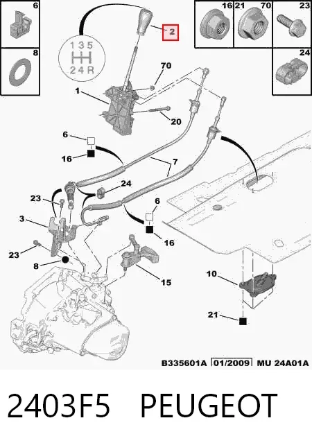 Ручка КПП 2403F5 Peugeot/Citroen