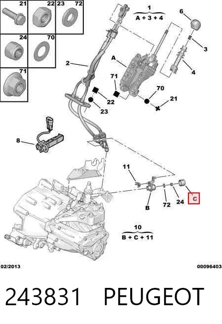 Тяга кулисы АКПП/КПП 243831 Peugeot/Citroen