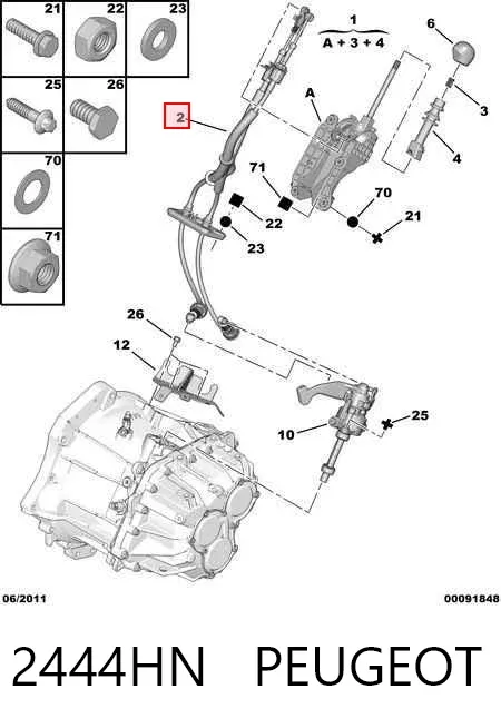 Трос КПП 2444HN Peugeot/Citroen