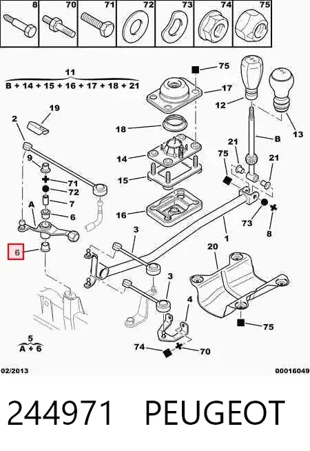 Кронштейн кулисы КПП 244971 Peugeot/Citroen