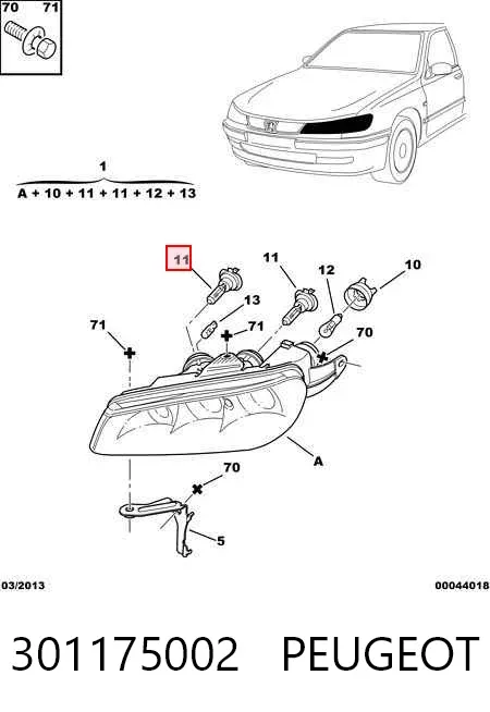 Правая фара 301175002 Peugeot/Citroen