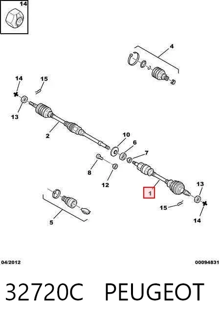 Левая полуось 32720C Peugeot/Citroen