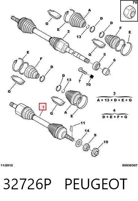 Левая полуось 32726P Peugeot/Citroen