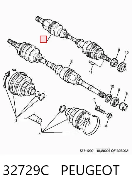 Левая полуось 32729C Peugeot/Citroen