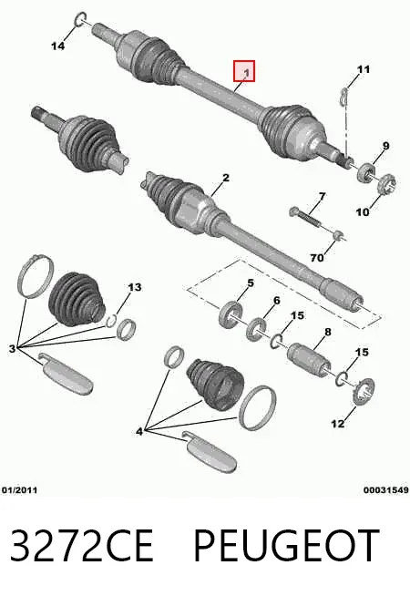 Левая полуось 3272CE Peugeot/Citroen