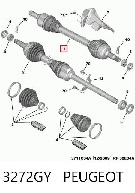 Левая полуось 3272GY Peugeot/Citroen