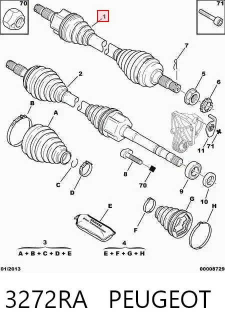 Левая полуось 3272RA Peugeot/Citroen