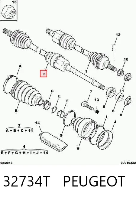 Правая полуось 32734T Peugeot/Citroen