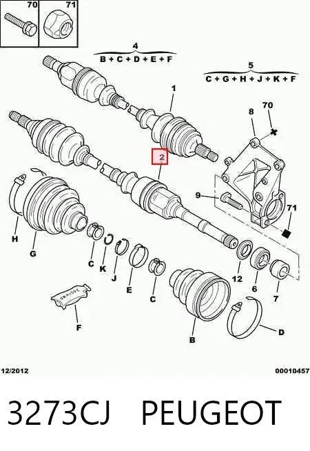 Правая полуось 3273CJ Peugeot/Citroen