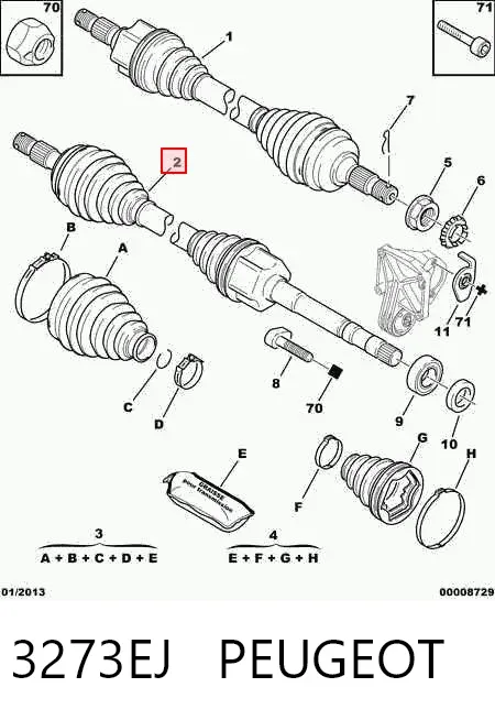 Правая полуось 3273EJ Peugeot/Citroen