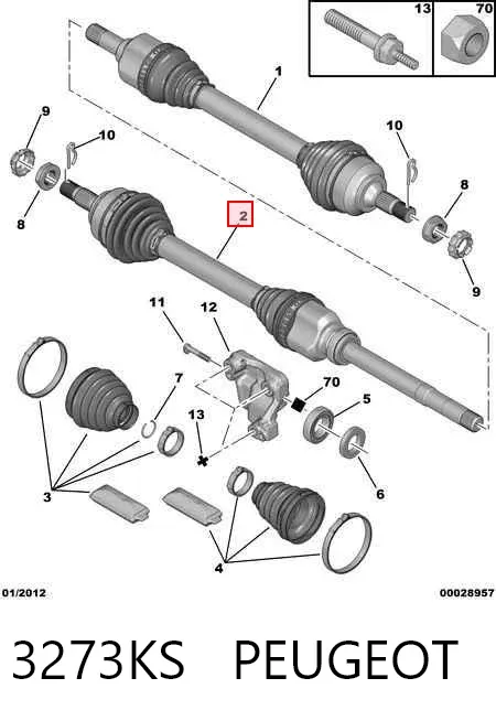 Правая полуось 3273KS Peugeot/Citroen