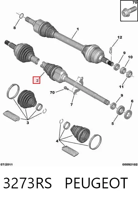 Правая полуось 3273RS Peugeot/Citroen
