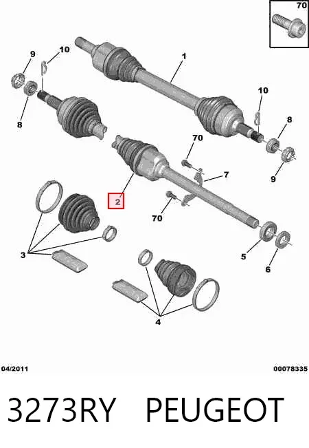 Правая полуось 3273RY Peugeot/Citroen