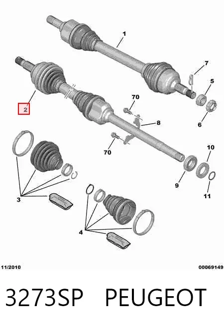 Правая полуось 3273SP Peugeot/Citroen