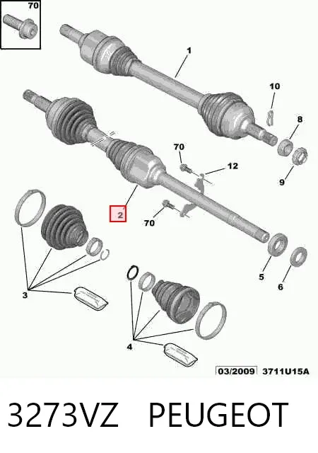 Правая полуось 3273VZ Peugeot/Citroen
