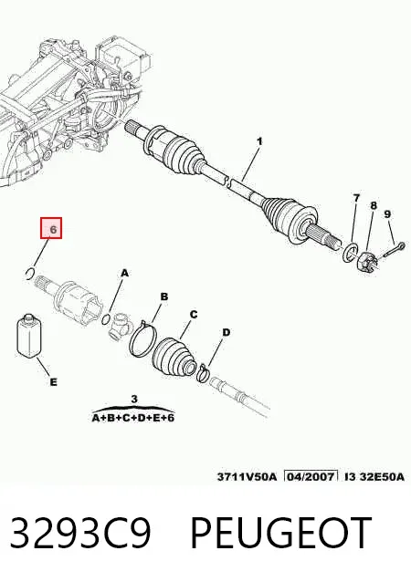 Пыльник ШРУСа задней полуоси наружный 3293C9 Peugeot/Citroen