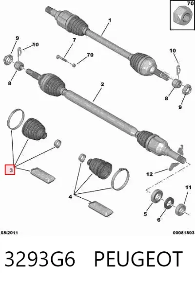 Пыльник ШРУСа наружный правый PEUGEOT 3293G6