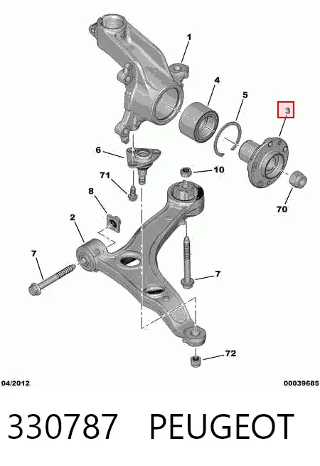 Передняя ступица 330787 Peugeot/Citroen