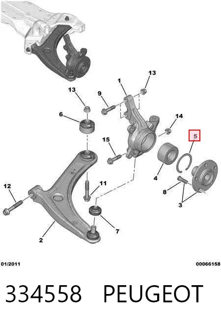 Кольцо стопорное подшипника передней ступицы 334558 Peugeot/Citroen