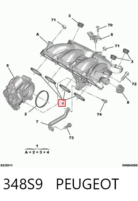 Прокладка впускного коллектора 348S9 Peugeot/Citroen