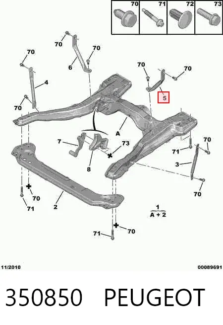 Кронштейн передней балки 350850 Peugeot/Citroen