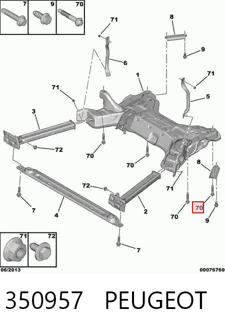 Болт (гайка) крепежа 350957 Peugeot/Citroen