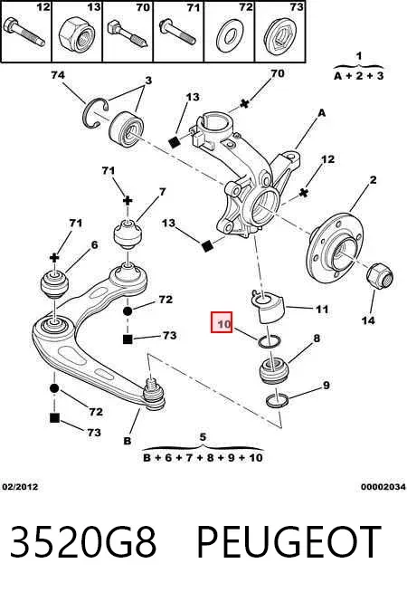 Рычаг передней подвески левый 3520G8 Peugeot/Citroen