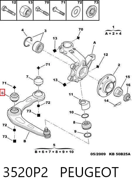 Рычаг передней подвески левый 3520P2 Peugeot/Citroen