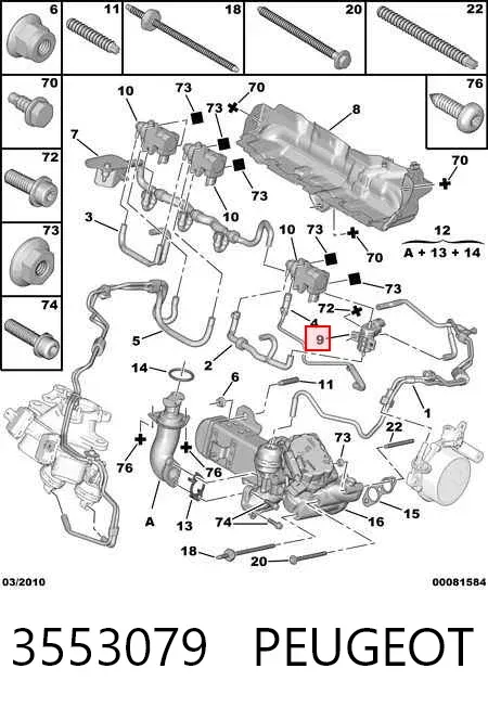 Клапан соленоид регулирования заслонки EGR 3553079 Peugeot/Citroen