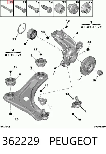 Болт (гайка) крепежа 362229 Peugeot/Citroen