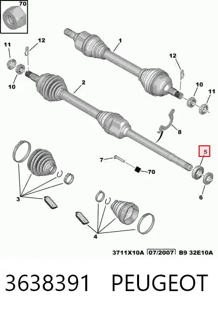 Подвесной подшипник карданного вала 3638391 Peugeot/Citroen