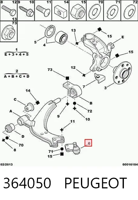 Нижняя шаровая опора 364050 Peugeot/Citroen
