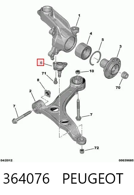 Нижняя шаровая опора 364076 Peugeot/Citroen