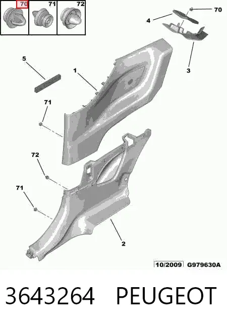 Пистон (клип) крепления обшивки крышки багажника 3643264 Peugeot/Citroen